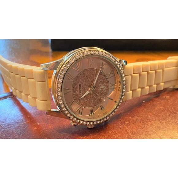 Women's 40mm Gold Tone charming Charlie Watch, Mocha Color Band - Picture 2 of 2